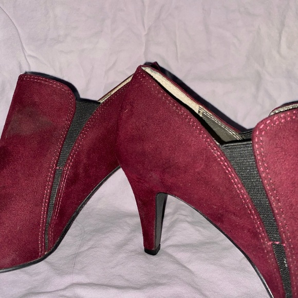 Burgundy Suede Red Mazzini Heeled Boots - Picture 4 of 5